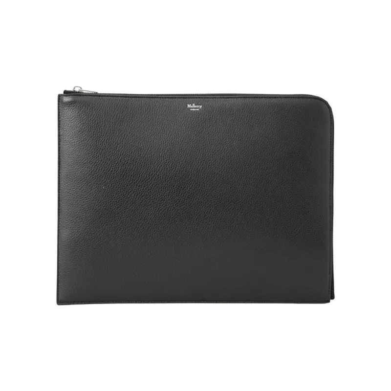 Mulberry Cowhide Leather Clutch Men's Black-0