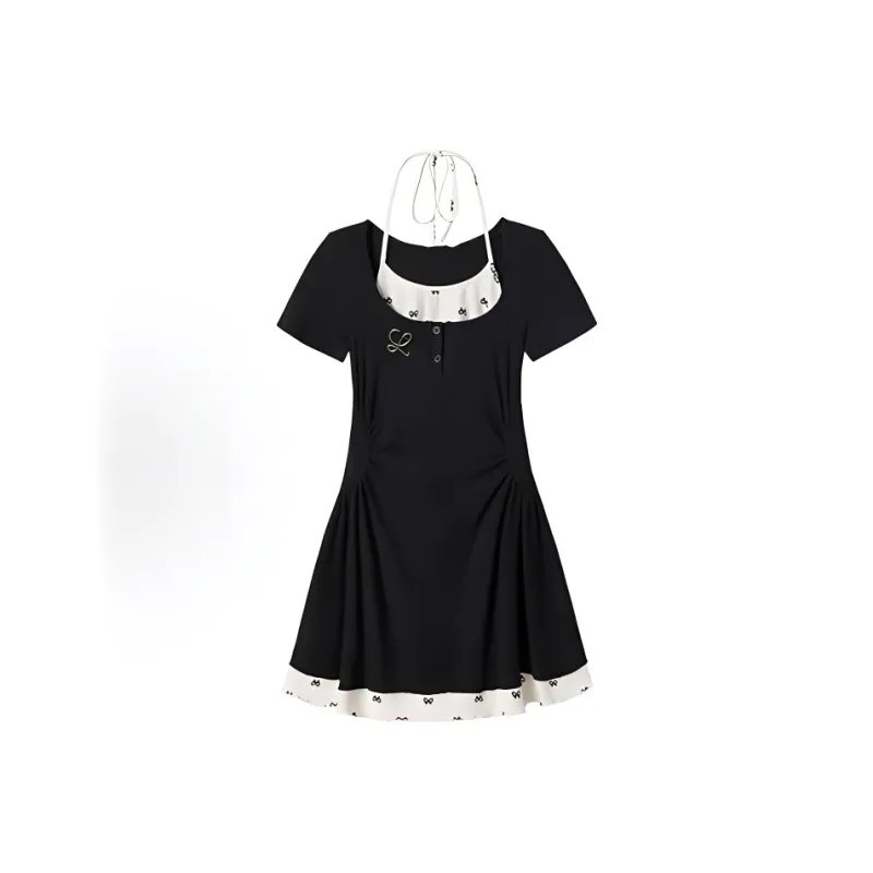 AHDO Short Sleeved Dress Women's Black-0
