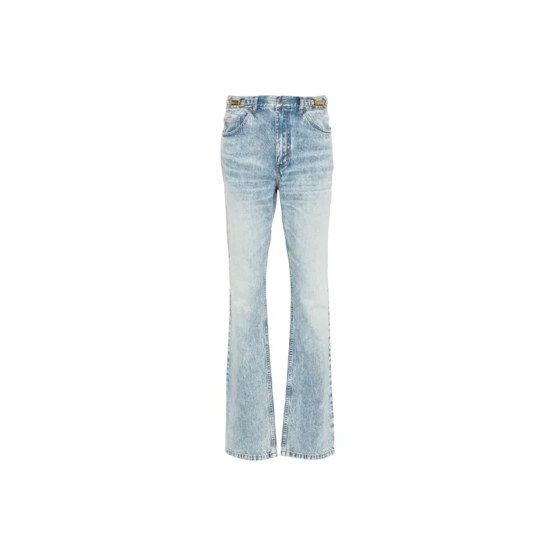 Stella McCartney Clasp Embellished Mid Rise Tapered Jeans-0