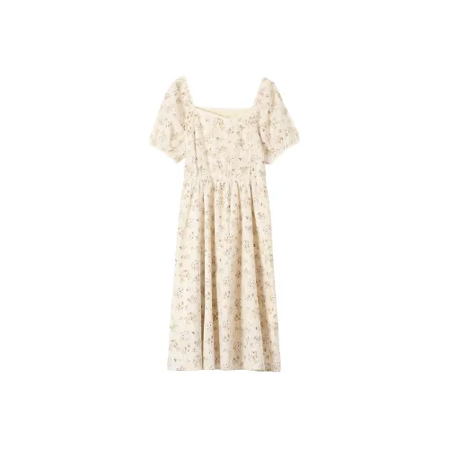 ONE PASS STUDIO Short-Sleeved Dresses Women's Apricot Floral