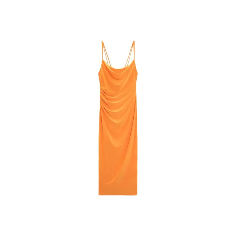 ZARA Slip Dresses Women's Orange-0