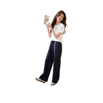 Mo Han Yi Mei Casual Suit Women's White With Navy Blue