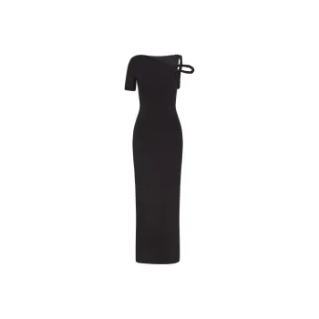 Khy DROP 004 Sueded Stretch Twist Maxi Dress Short Sleeved Dress Women's Black