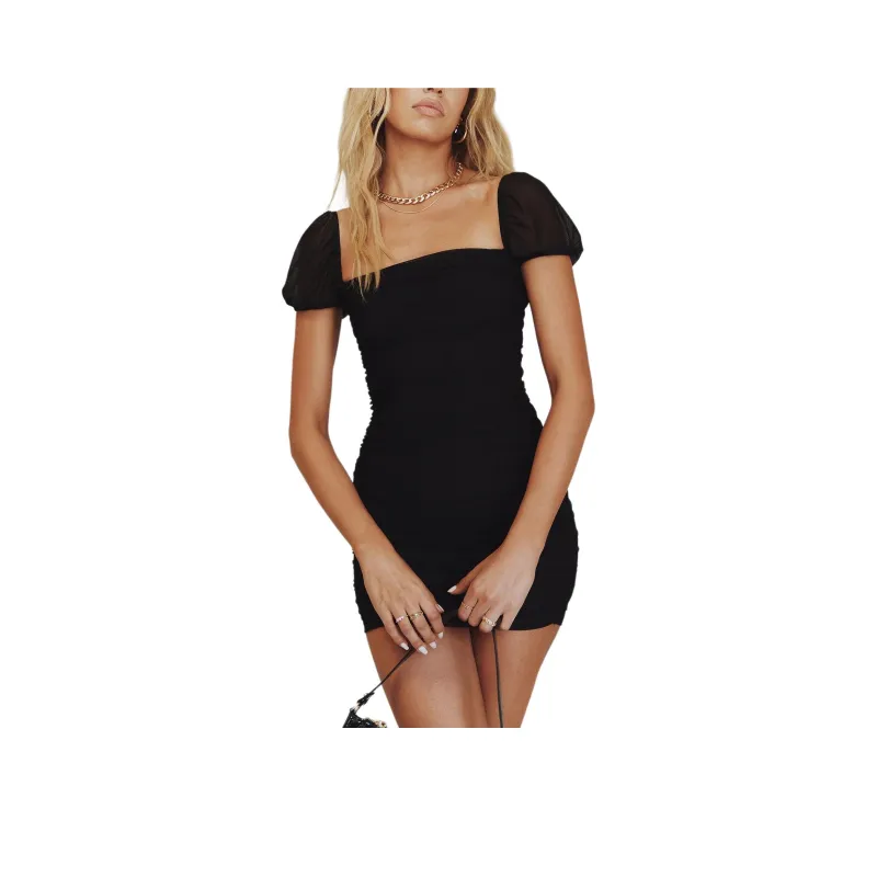 PRINCESS POLLY CHARVI MINI DRESS Short-Sleeved Dresses Women's BLACK/Black-0