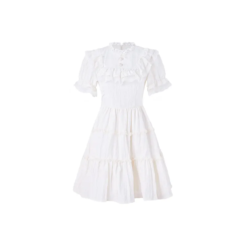 Blovelan Short Sleeved Dress Women's Creamy Apricot-0