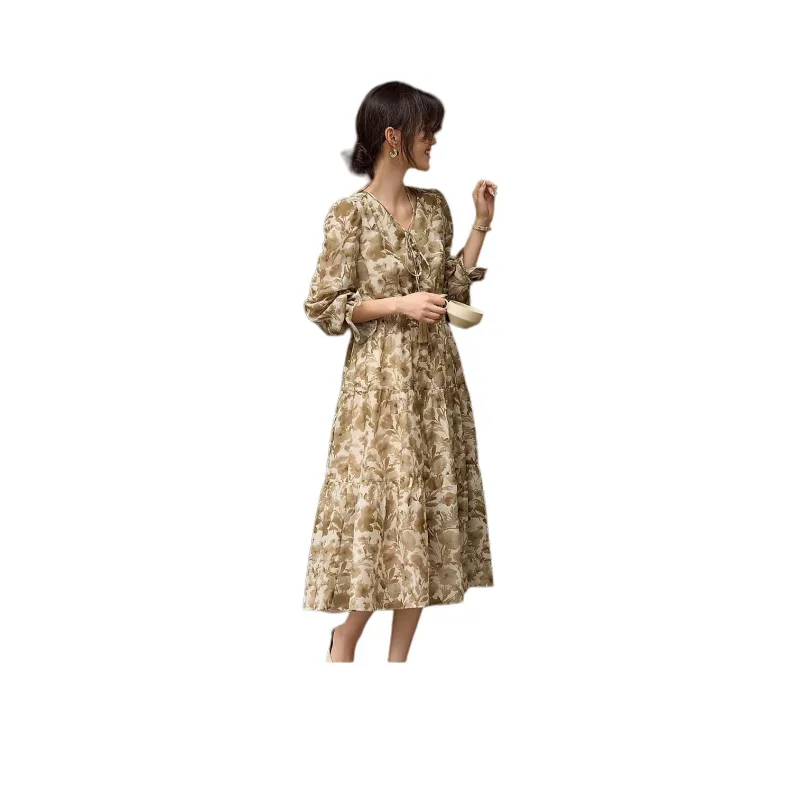 XWI Long Sleeved Dresses Women's Beige-0