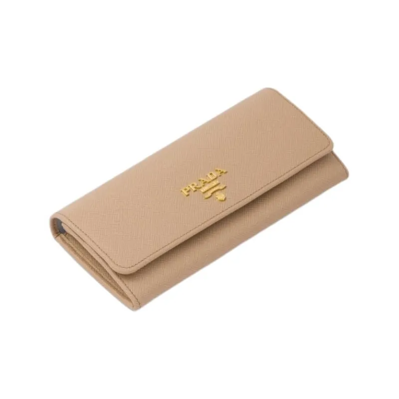 PRADA Saffiano Leather Wallet Large Size Women's Stone Blue & Cornflower Blue-2