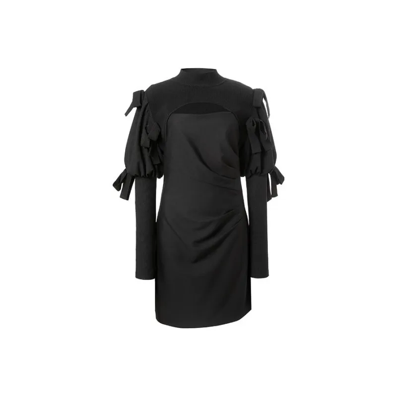 LOFT SHINE Long-Sleeved Dresses Women's Black-0