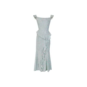 PURSUMMER Sleeveless Dresses Women's Green Plaid Small Pink Floral