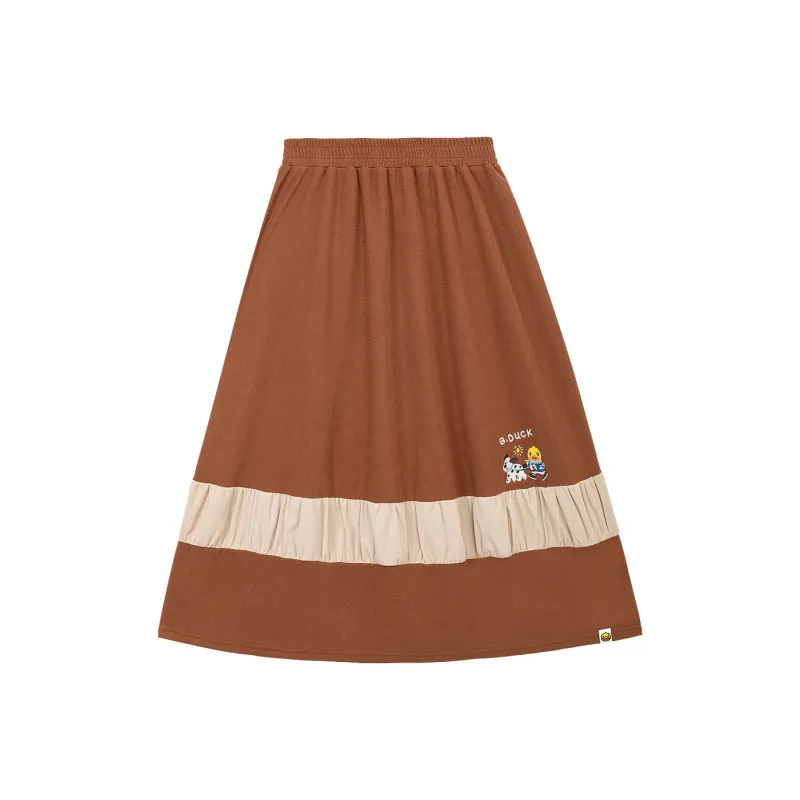 B.Duck Knit Long Skirts Women's Red Brown-0