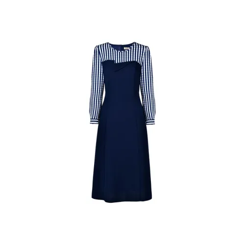 DIFFIE RIEGER Long-Sleeved Dresses Women's Navy Blue