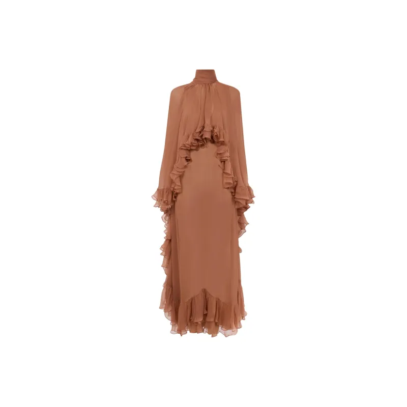 Chloé Mock-Neck Ruffled Maxi Dress-0