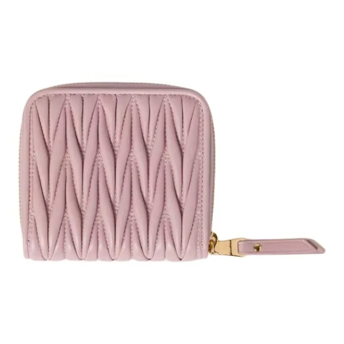 MIU MIU Matelassé Lambskin Wallet Trumpets Women's Pink-2
