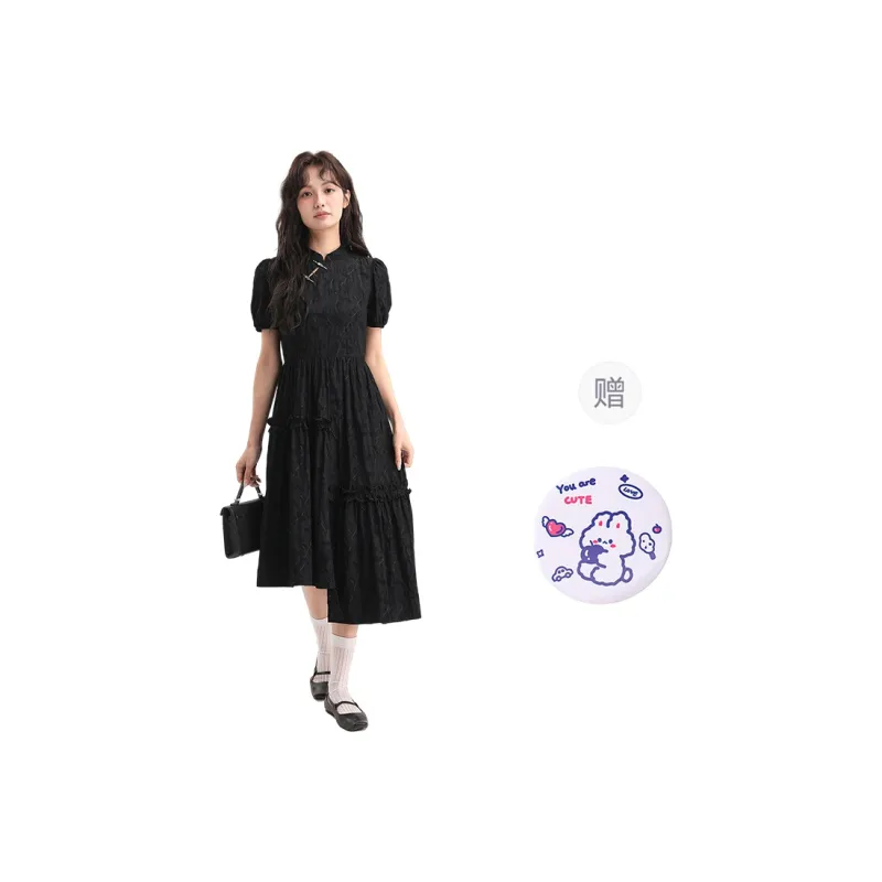 EVPGB Short Sleeved Dress Women's Black-0