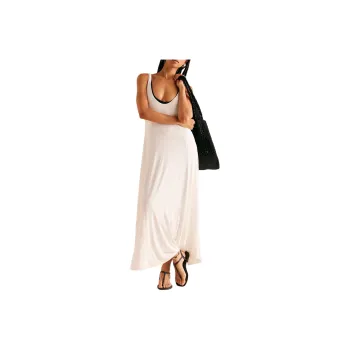 FREE PEOPLE Feliz Maxi Slip Dresses Women's Off White/Ecru