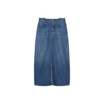 WEEKEND MaxMara Gesso Front Slit Denim Skirt