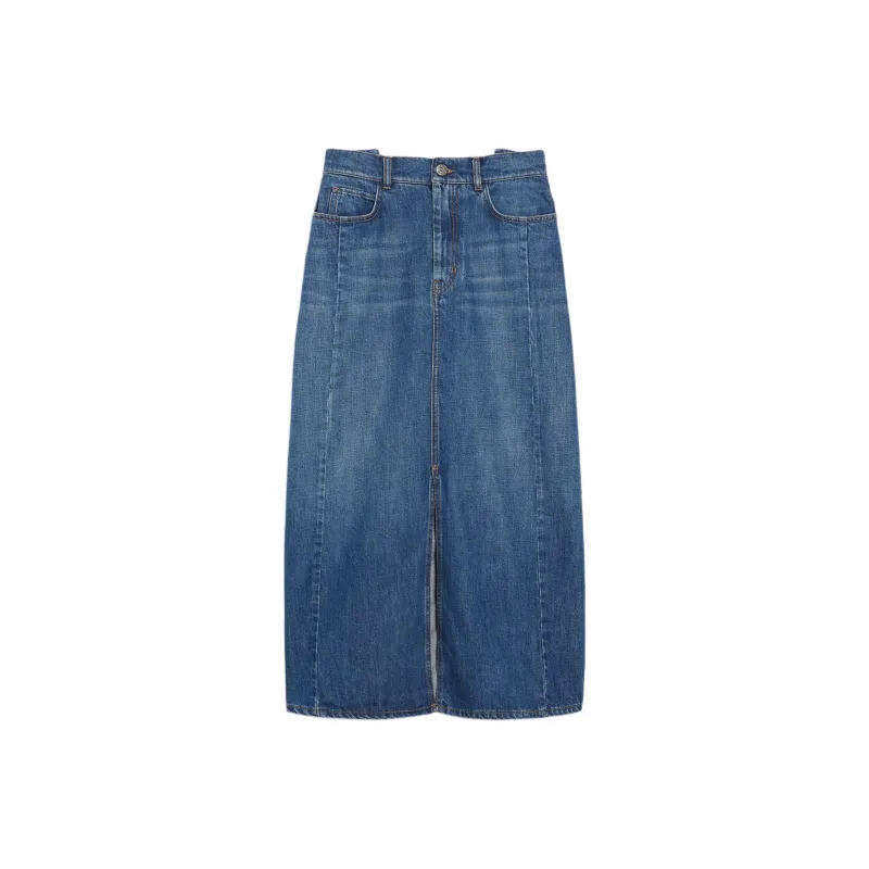 WEEKEND MaxMara Gesso Front Slit Denim Skirt-0