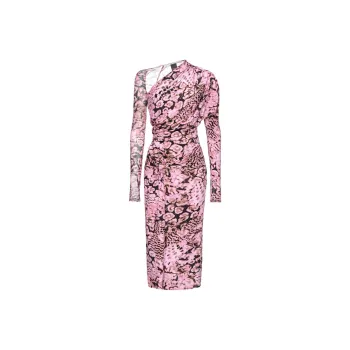 PINKO Floral-print Gathered Midi Dress