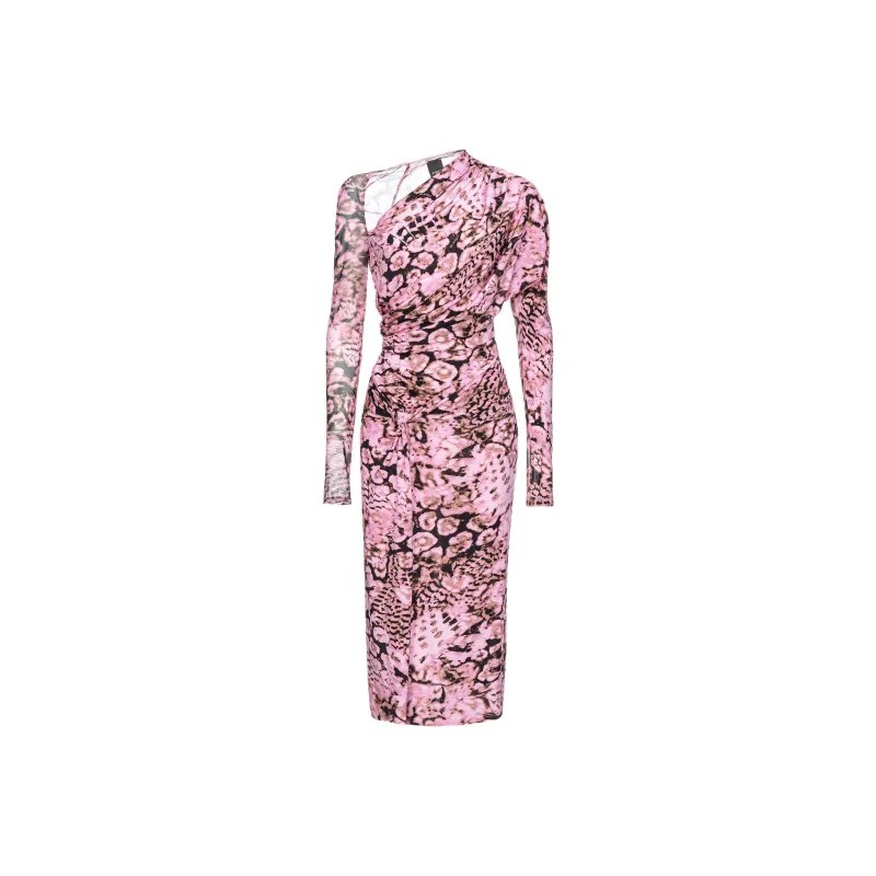 PINKO Floral-print Gathered Midi Dress-0
