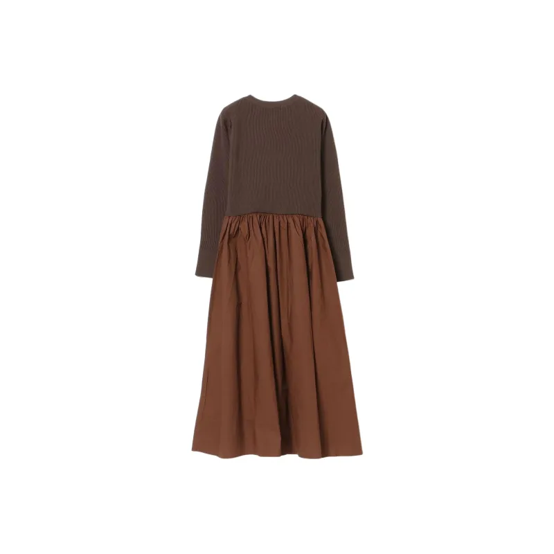 Beams Long Sleeved Dress Women's Dark Red-0
