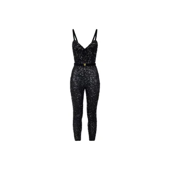 Elisabetta Franchi Sequin Belt Jumpsuit