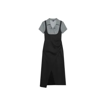 LOUISY AO Short Sleeved Dress Women's Black & Gray