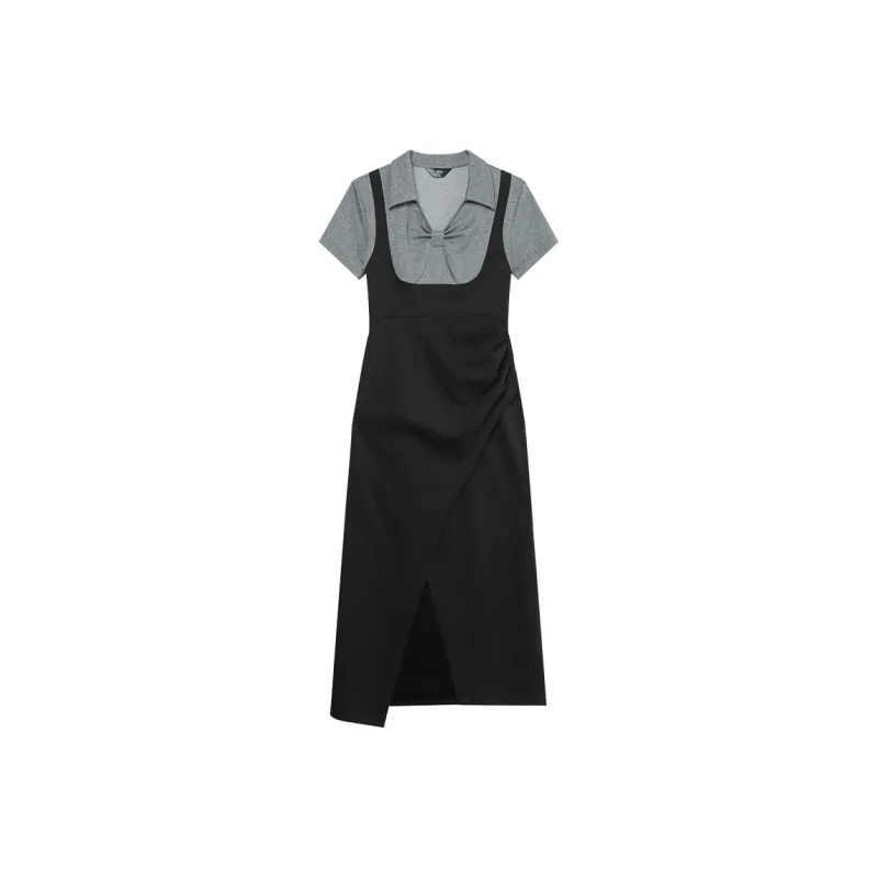 LOUISY AO Short Sleeved Dress Women's Black & Gray-0