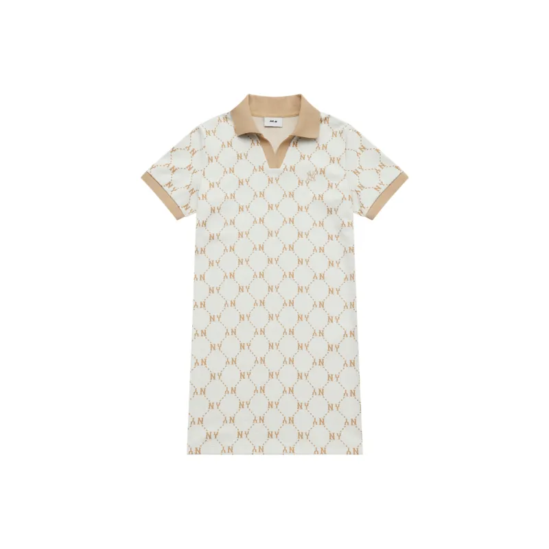 MLB MONOGRAM Collection New York Yankees SS25 Short Sleeved Dress Women's Ivory White-0