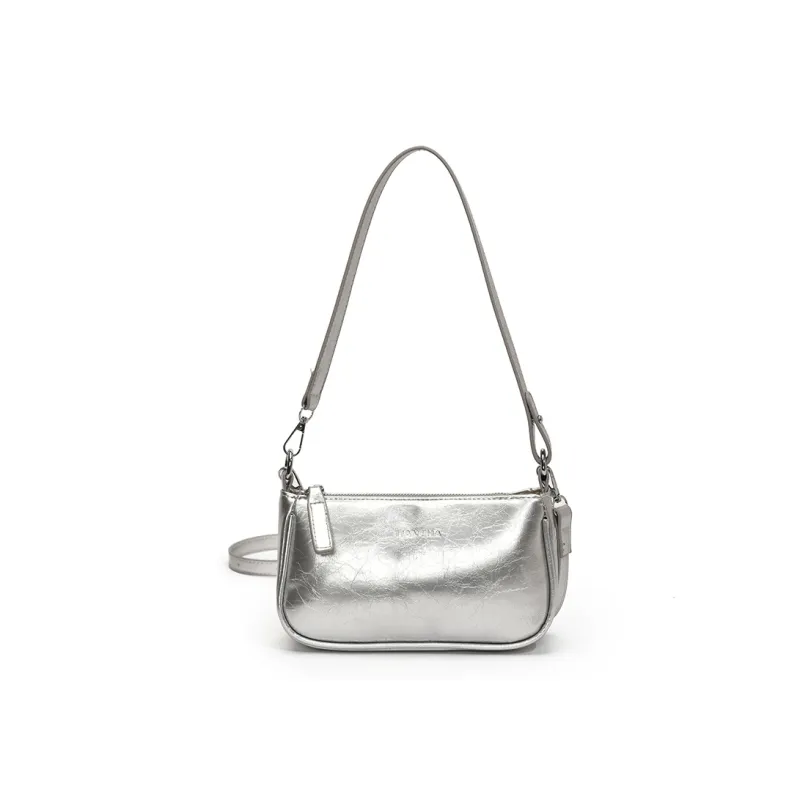 WXRX PU Shoulder Bag Women's Silver/Black/Khaki-0