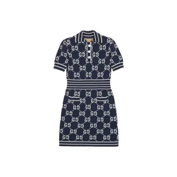 GUCCI Short-Sleeved Dresses Women's Dark Blue