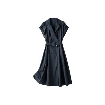 H YXIANG Short Sleeved Dress Women's Navy Blue