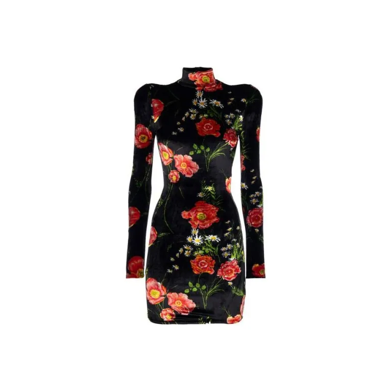 Balenciaga Flower Print Long-Sleeve Dress-0