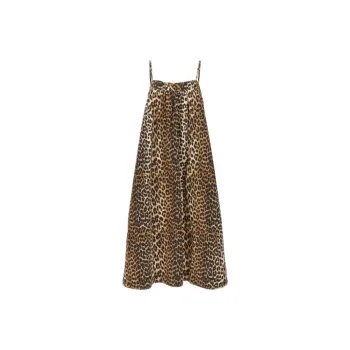 GANNI Leopard print Cotton Midi Dress
