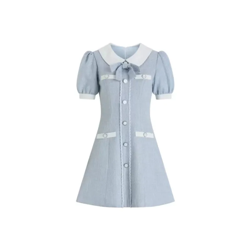COVT Short Sleeved Dresses Women's Light Blue-0