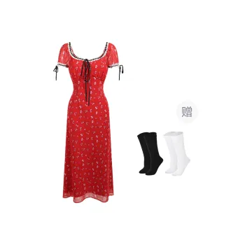 BSEVENI Short Sleeved Dress Women's Red