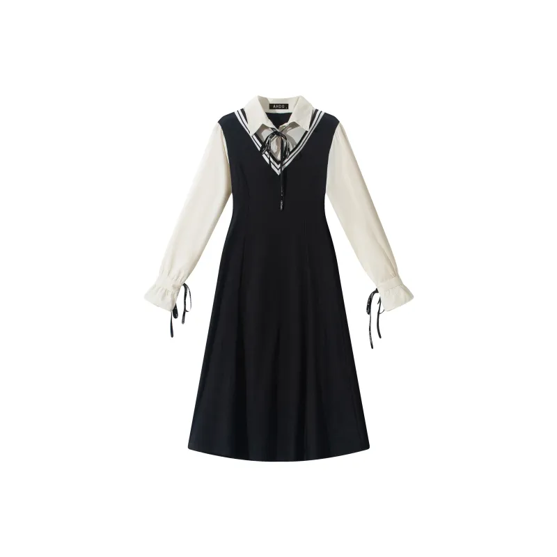 AHDO Long Sleeved Dresses Women's Black-0