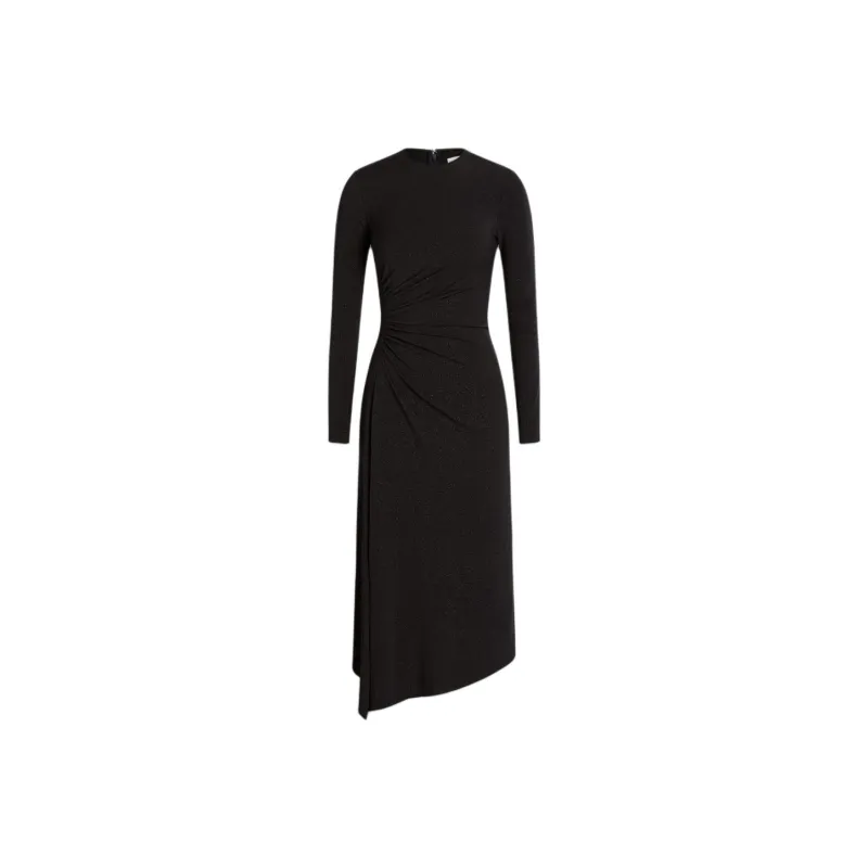 SCANLAN THEODORE Tinsel Print Drape Dress Long-Sleeved Dresses Women's Black-0