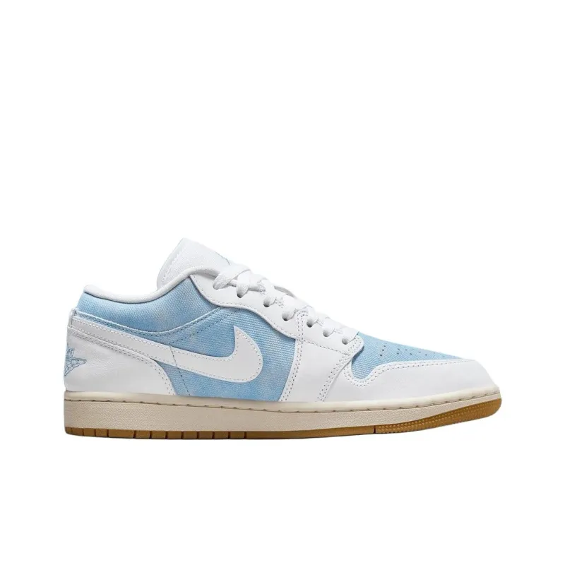 Jordan Air Jordan 1 Anti Slip Wear Resistant Low Top Vintage Basketball Shoes Unisex Blue White-1