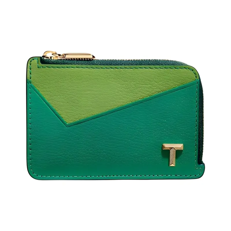 TIFFANY & CO. Tiffany T Goatskin Card Holder Women's Emerald Green-0