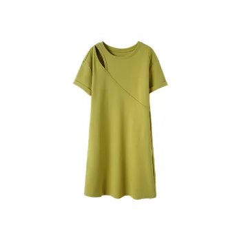 Mo Han Yi Mei Short Sleeved Dresses Women's Yellow Green