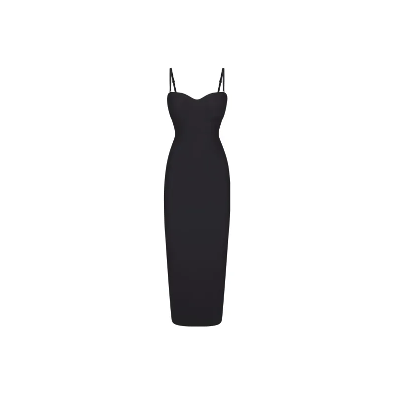 SKIMS BODY UNDERWIRE LONG DRESS Slip Dresses Women's ONYX/Onyx-0