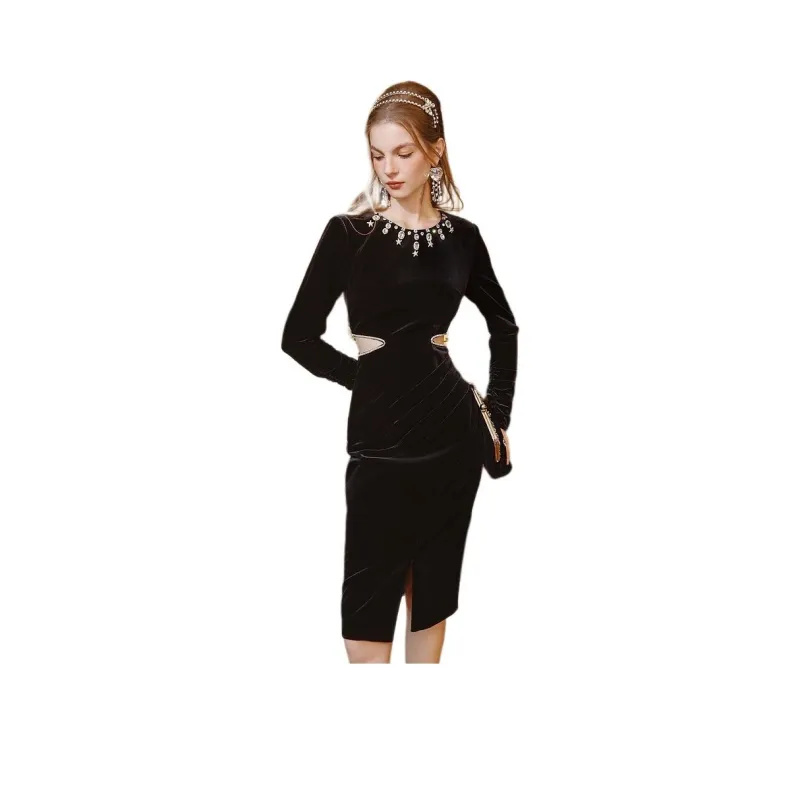 AIVEI Long Sleeved Dress Women's Black-0