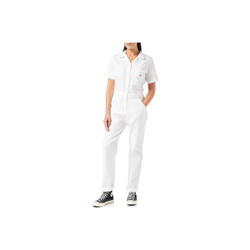 Dickies Flex Cooling Short Sleeve Coveralls Jumpsuit Women's White-0