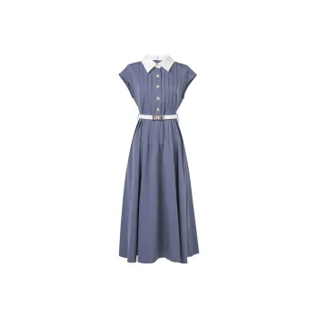 Duffy Fashion Short Sleeved Dresses Women's Gray Blue