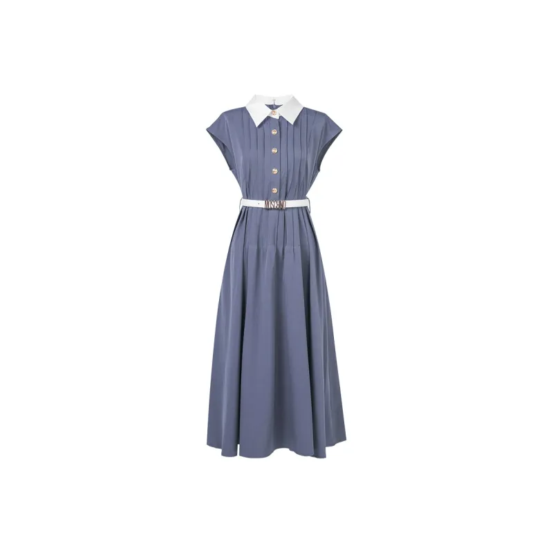 Duffy Fashion Short Sleeved Dresses Women's Gray Blue-0