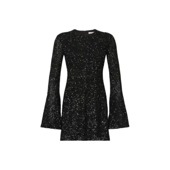 FRAME Long-sleeve Sequin-embellished Minidress