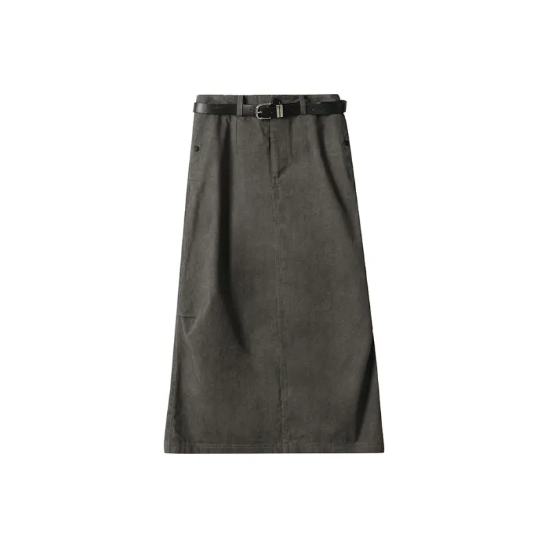 Ancient Alley Denim Long Skirt Women's Carbon Gray-0