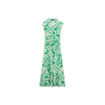 ZARA Sleeveless Dress Women's Green/Nude