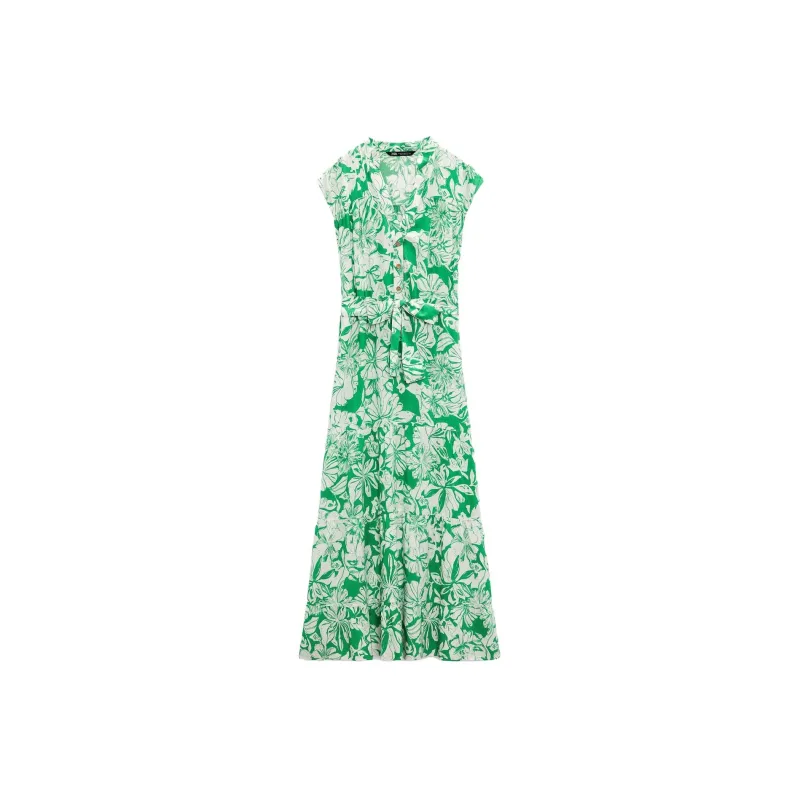 ZARA Sleeveless Dress Women's Green/Nude-0