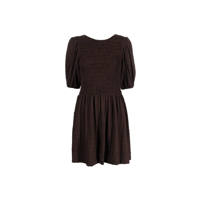 GANNI Striped Smocked Mini Dress-0